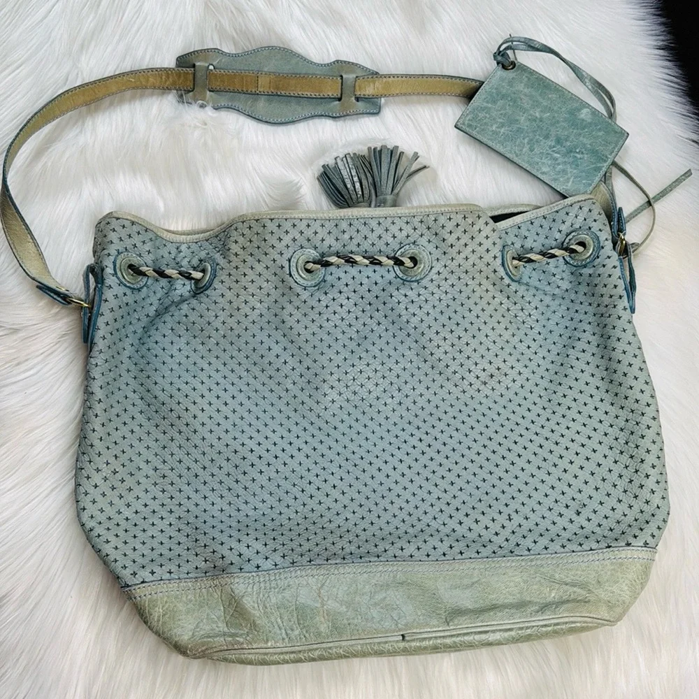 Balenciaga Pale Blue Arena Cross Pampille Bag - Picture 4 of 15